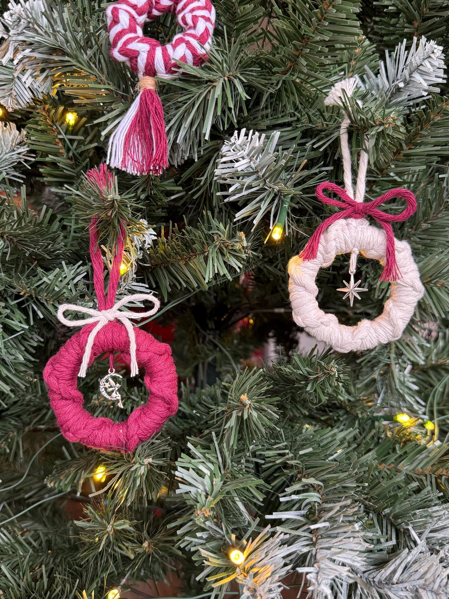 Macrame Fairy Ornament | Custom Handmade Christmas Decoration | Boho Bauble with Fairy Moon Charm