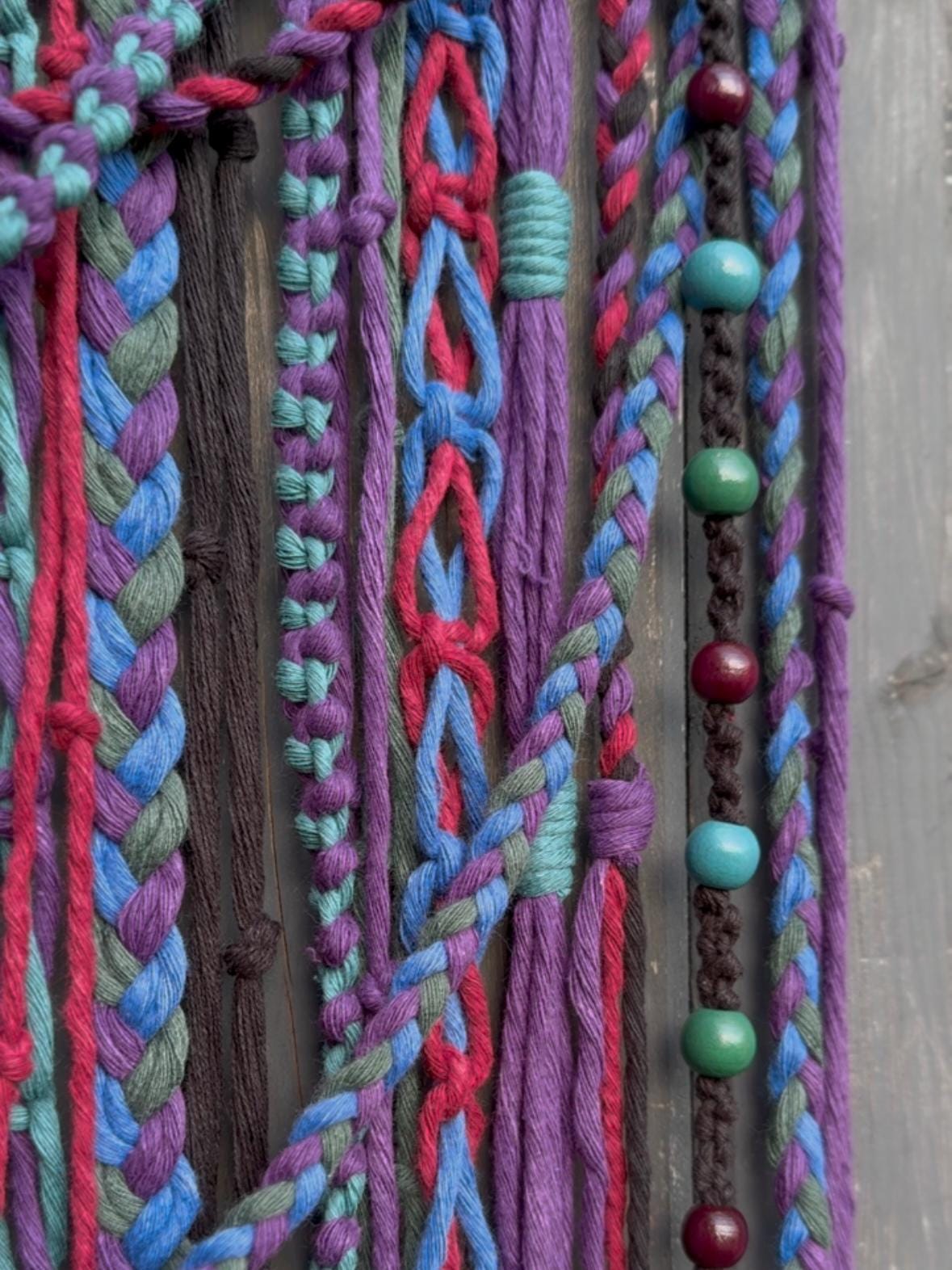Witchy Macrame Wall Hanging | Handmade Purple Decor | Gothic Grunge Art on Driftwood