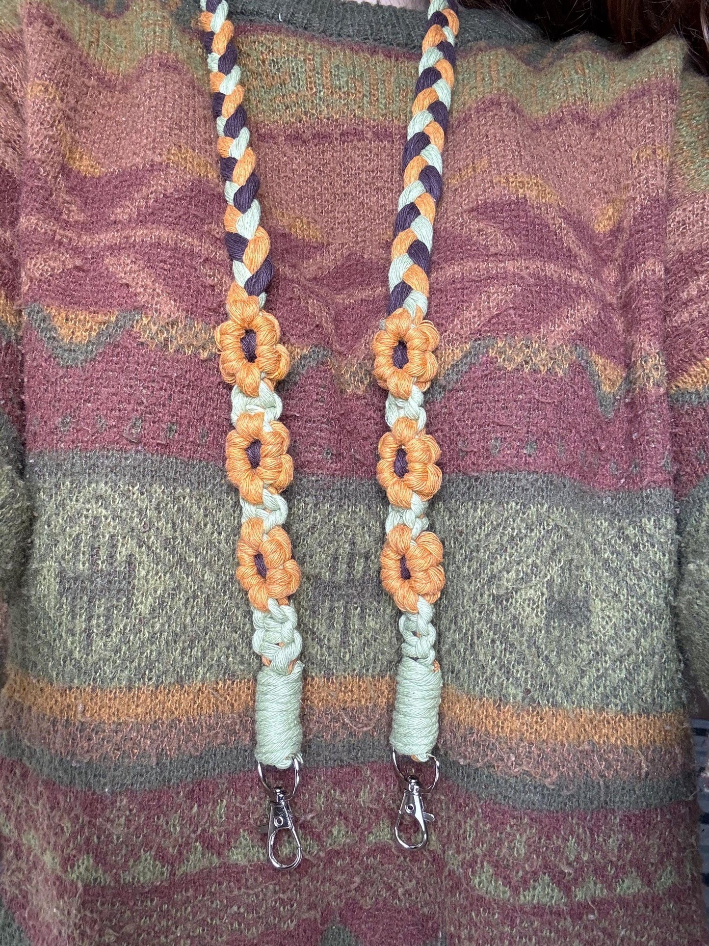 Floral Macrame Crossbody Strap | Handmade Custom Braided Strap | Boho Small Bag Accessory