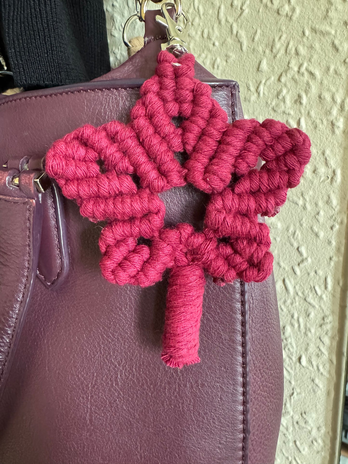 Macrame Maple Leaf Keyring | Handmade Autumn Bag Charm