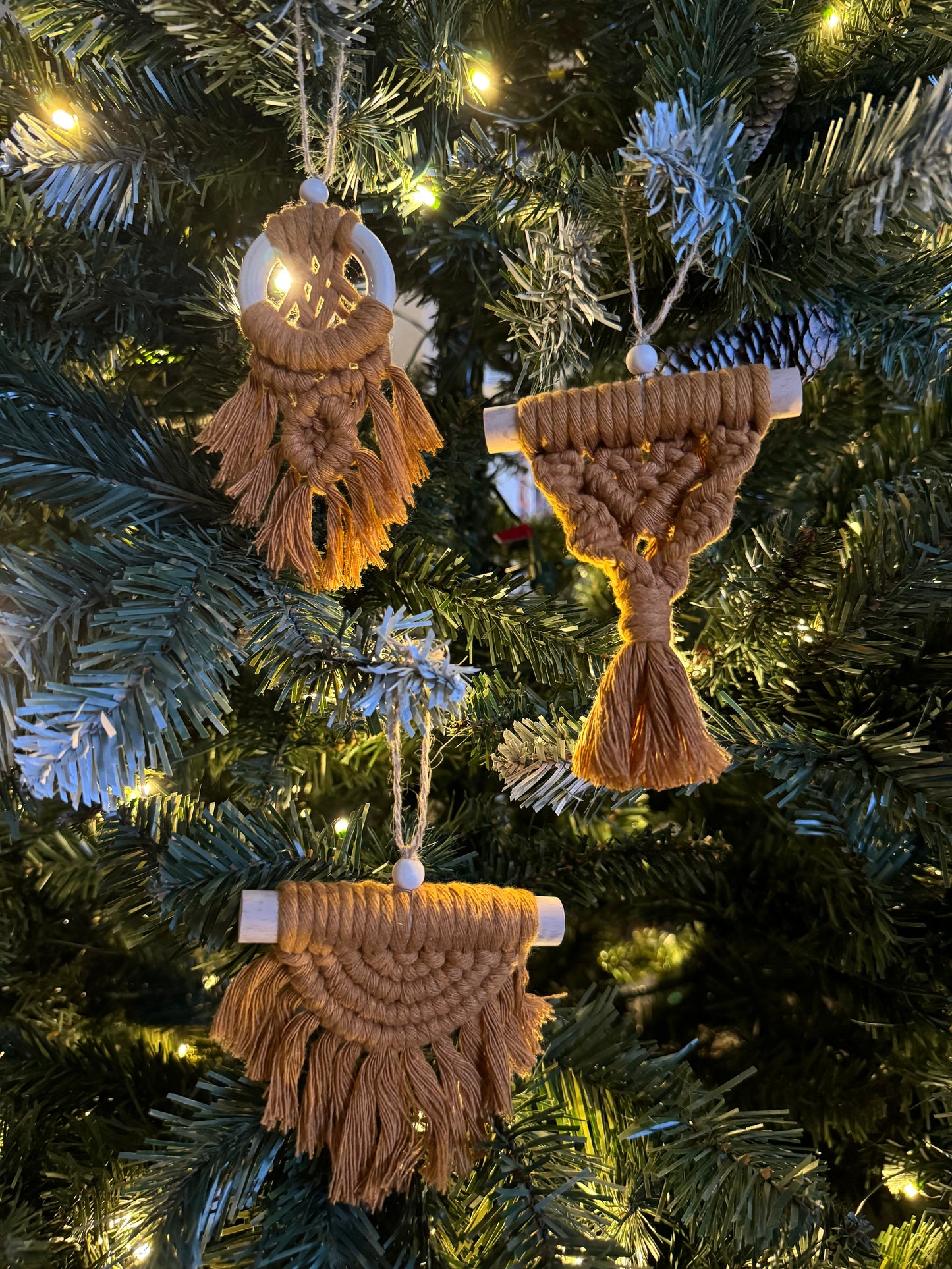 Handmade Macrame Christmas Ornaments | Boho Holiday Decor