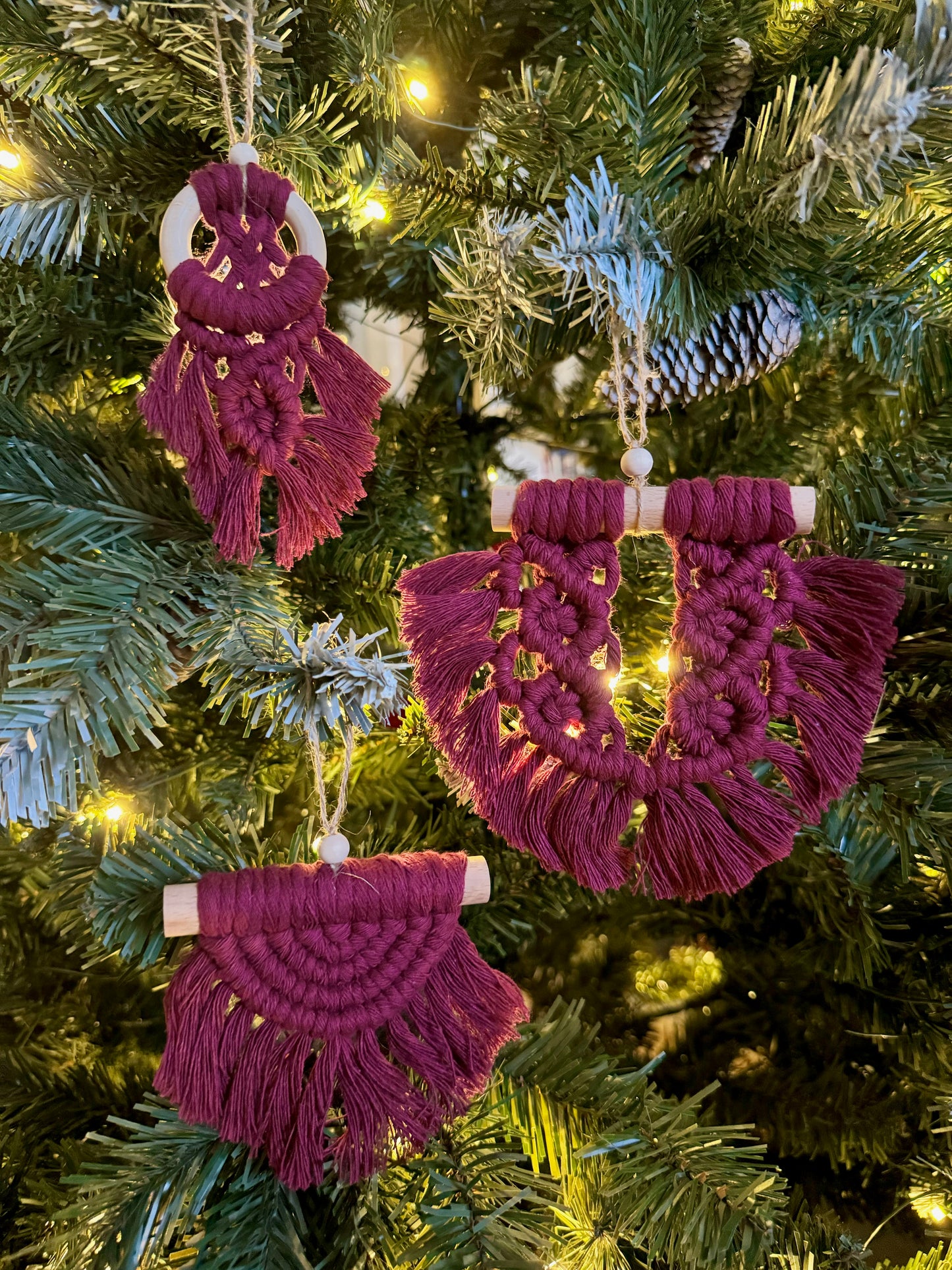 Handmade Macrame Christmas Ornaments | Boho Holiday Decor