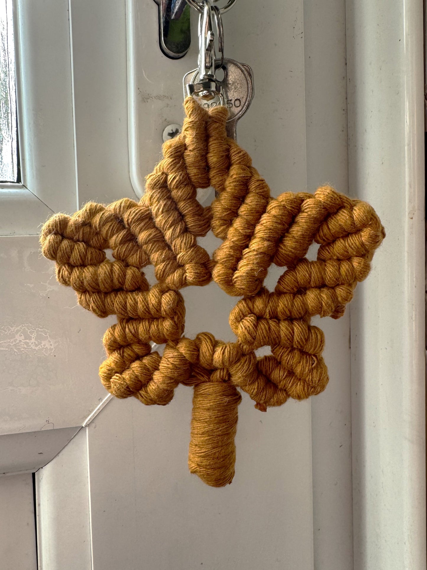 Macrame Maple Leaf Keyring | Handmade Autumn Bag Charm