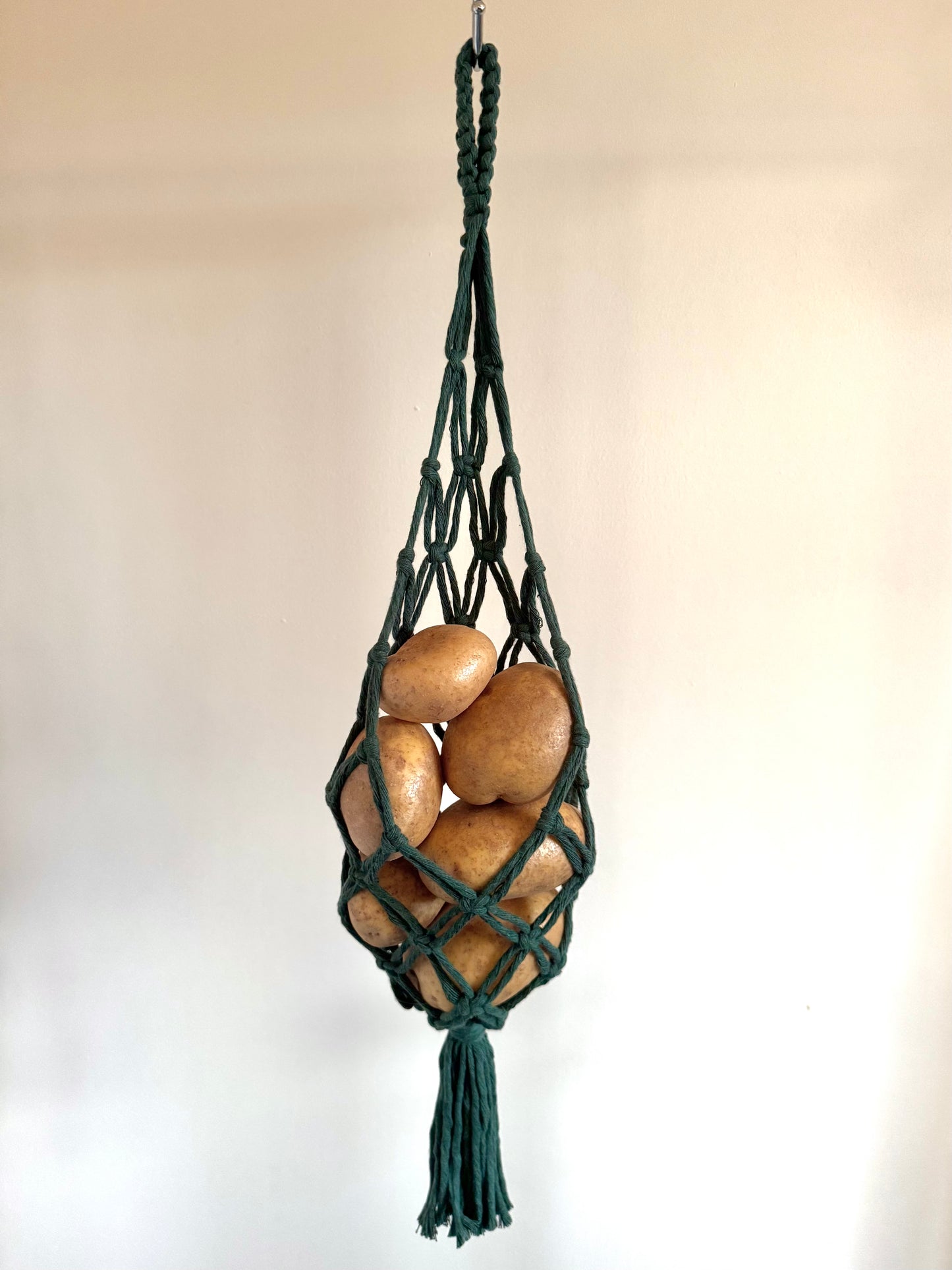 Macrame Fruit and Vegetable Hanger | Handmade Cotton Produce Bag | Boho Kitchen Storage
