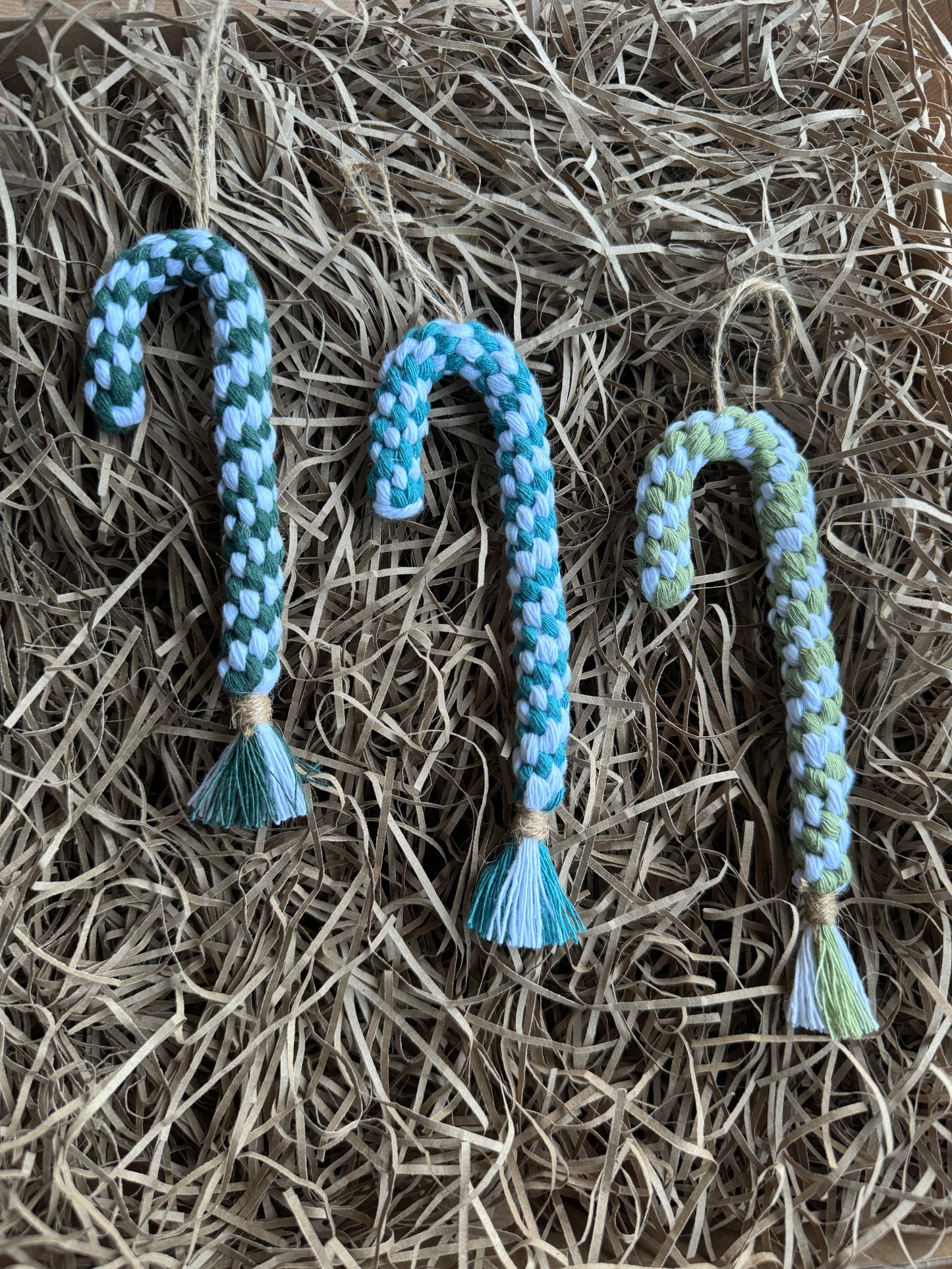 Macrame Candy Cane Christmas Ornament | Handmade Cotton Festive Decor