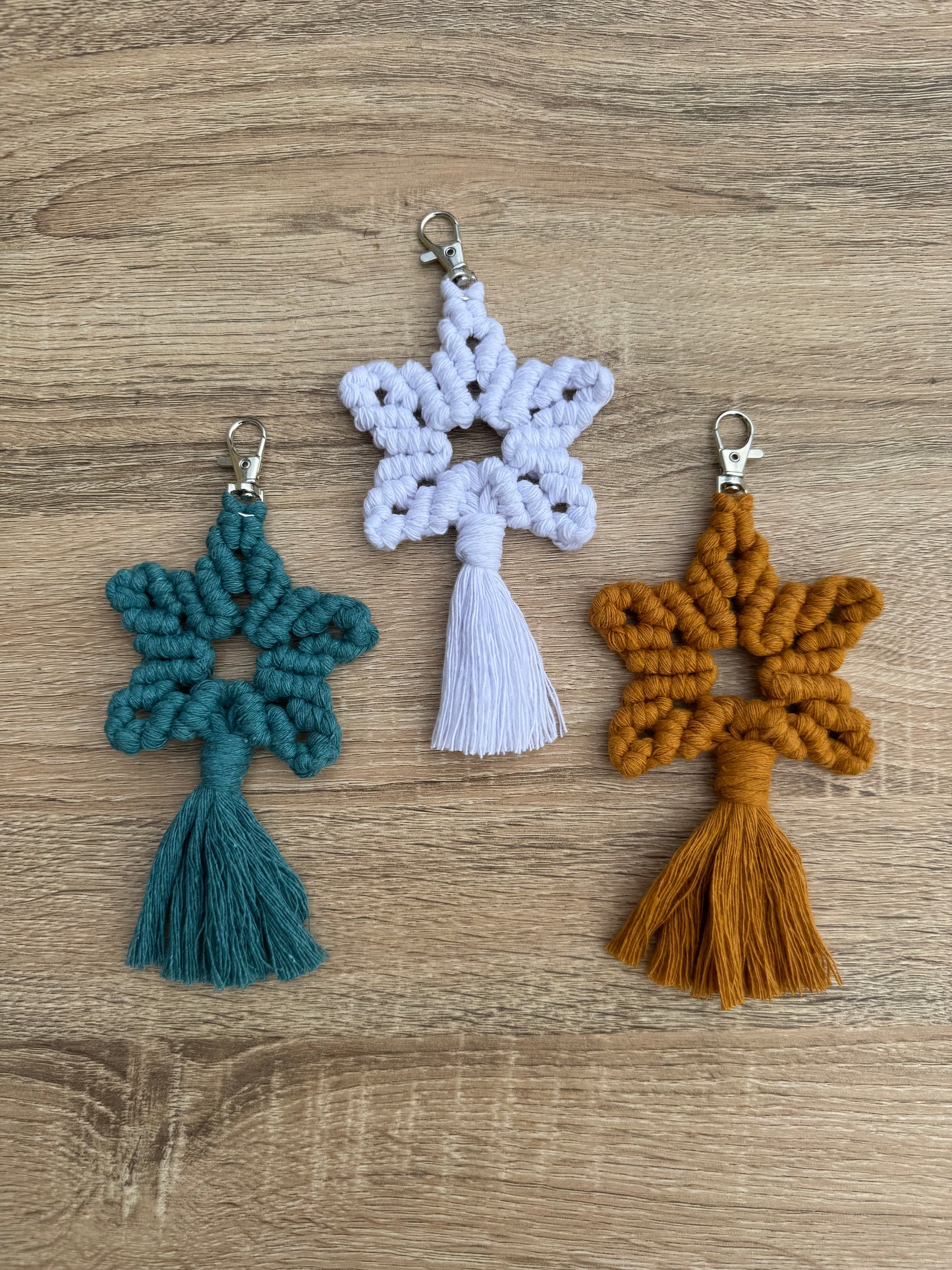 Macrame Star Keyring | Handmade Christmas Bag Charm Accessory