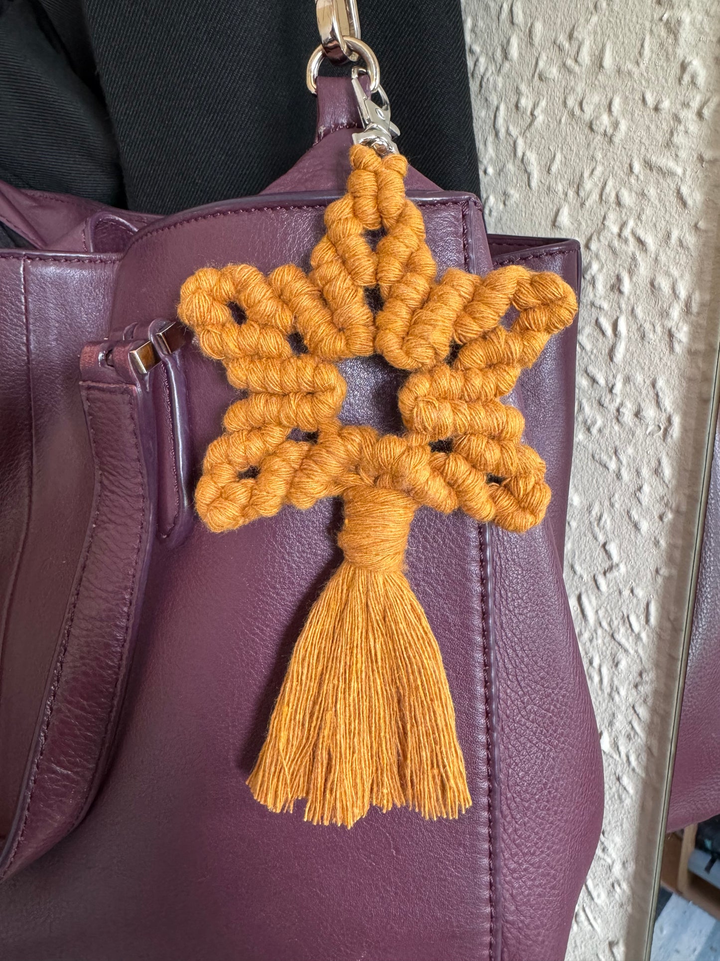 Macrame Star Keyring | Handmade Christmas Bag Charm Accessory