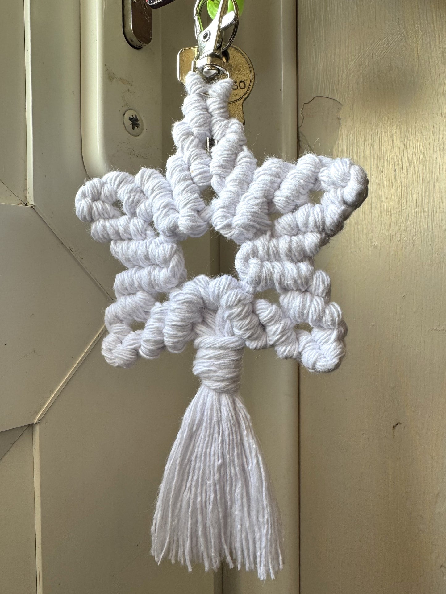 Macrame Star Keyring | Handmade Christmas Bag Charm Accessory