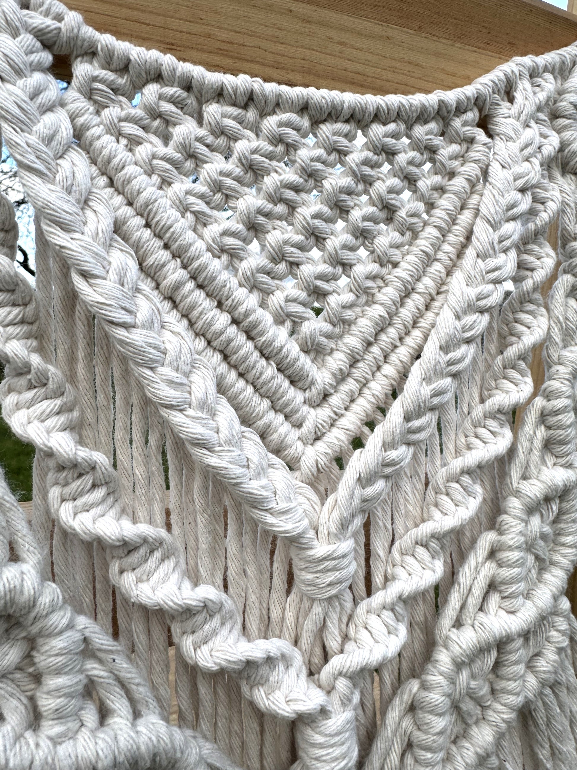 close-up of macrame