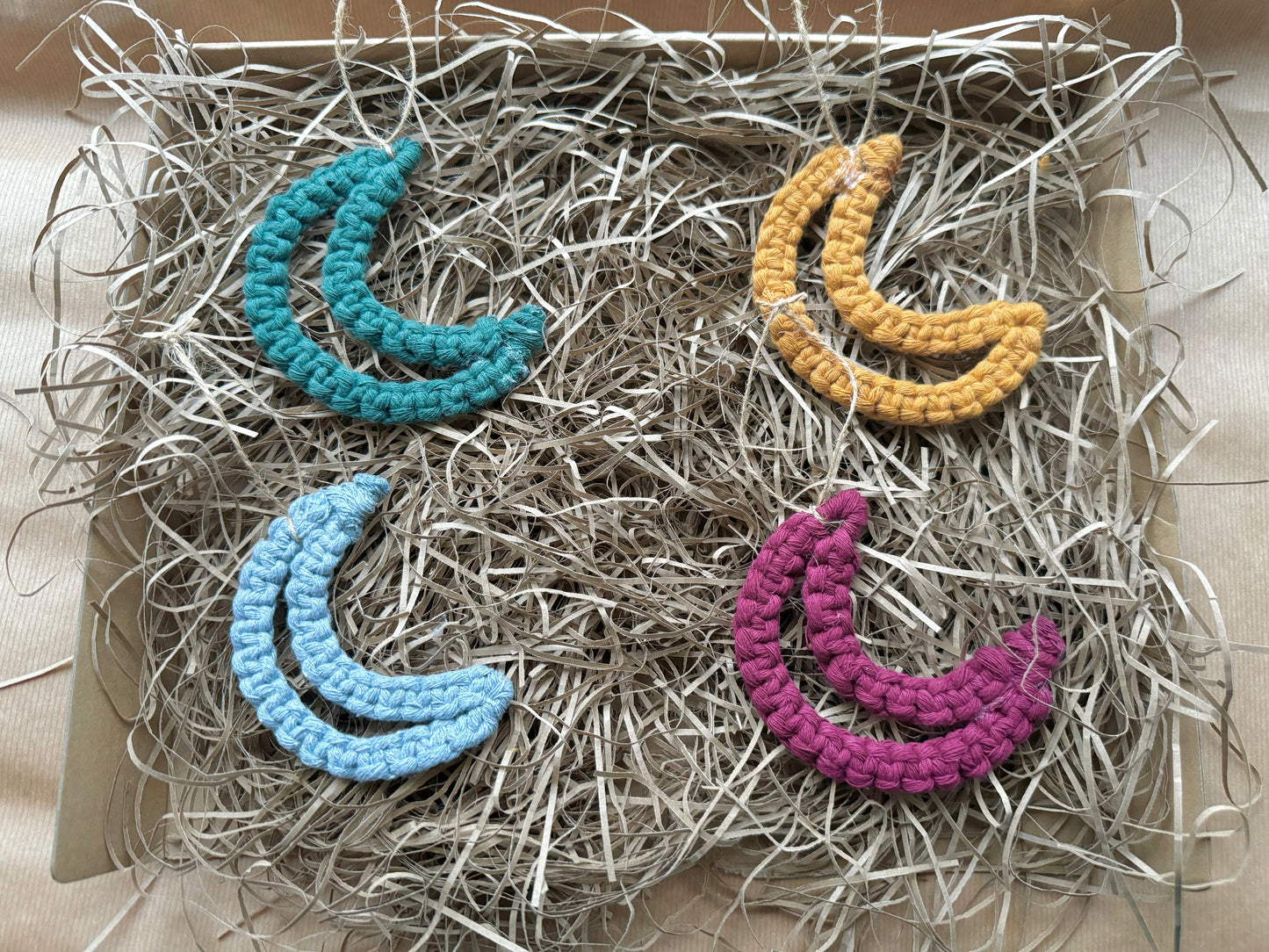 Handmade Macrame Moon Ornament | Celestial Christmas Tree Decoration